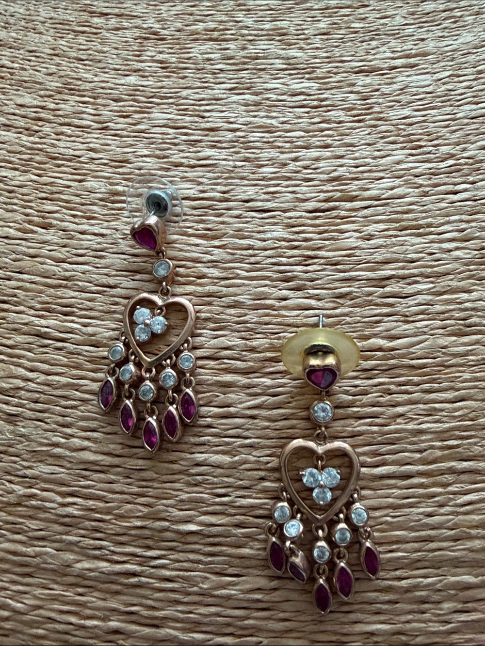 Pierced earrings heart posts tiny teardrops dangling earrings